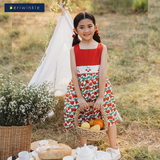 Lisa Girls Red Printed Smocked Dress