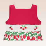 Lisa Girls Red Printed Smocked Dress