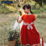 Lille Girls Cherry Belted Contrast Front Dress