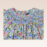 Ganna Girls Blue Bishop Smocked Blouse
