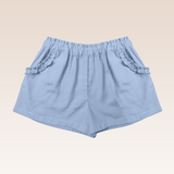 Jade Girls Blue Ruffled Pockets Garter Band Shorts
