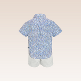 Donnie Baby Boy Blue Printed Polo and Shorts Set