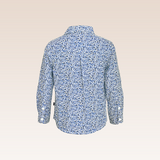 Darrel Boys Navy Blue Floral Print Long Sleeved Button-down Shirt