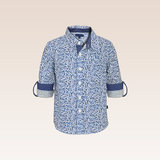 Darrel Boys Navy Blue Floral Print Long Sleeved Button-down Shirt