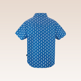 Emeric Boys Blue Printed Anchor Short Sleeved Polo
