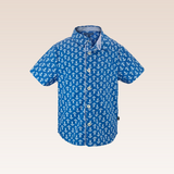 Emeric Boys Blue Printed Anchor Short Sleeved Polo