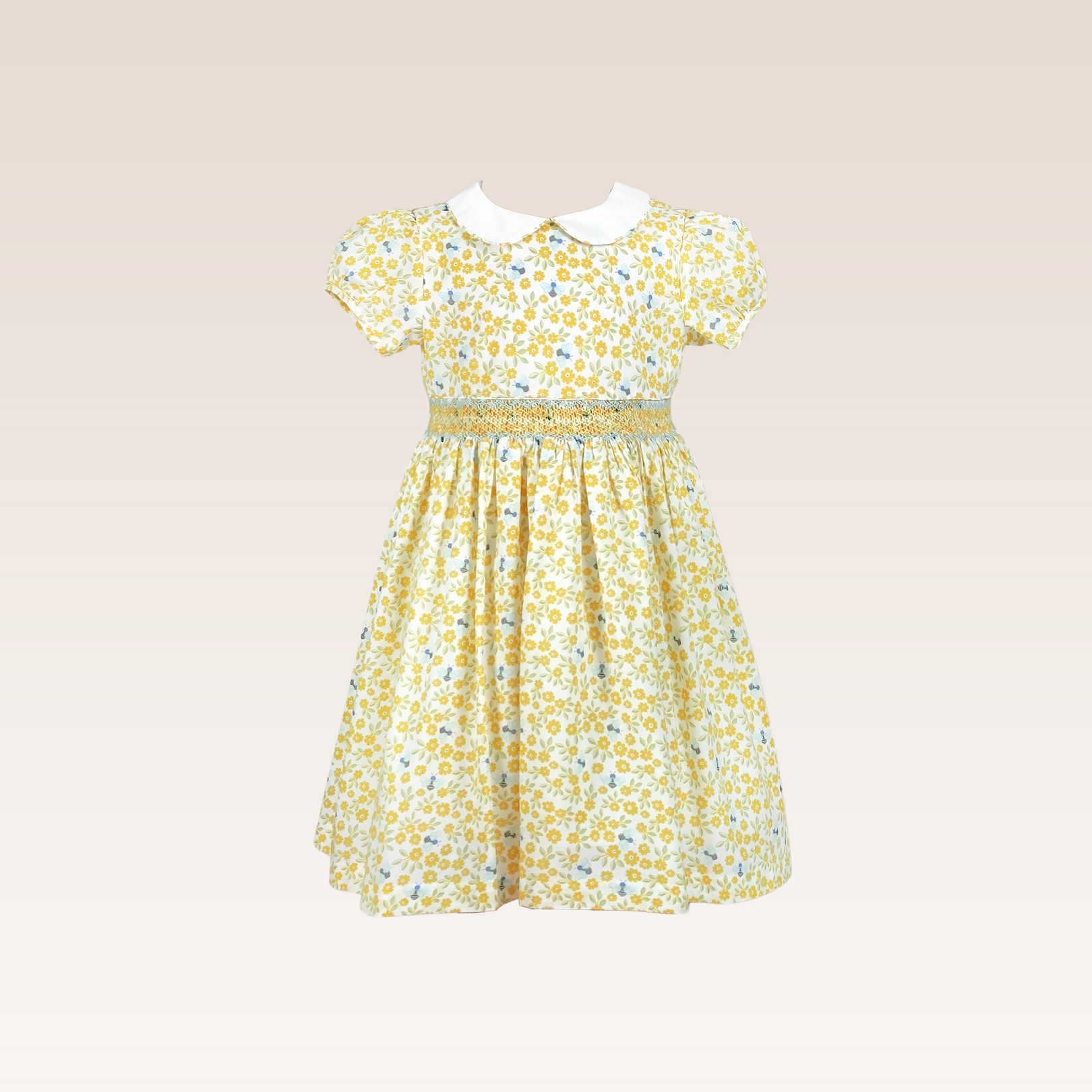 Jinxy Girls Yellow Printed Smocked Dress