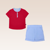 Isaac Baby Boy Red Shirt and Shorts Set