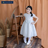 Faye Girls Silver Textured Party Dress