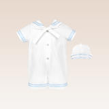 Emré Baby Boy White Blue Christening Romper Set