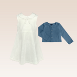Ivoree Girls Blue Cardigan and Dress Set