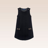 Michy Girls Black A-line Jumper Dress with Buckles