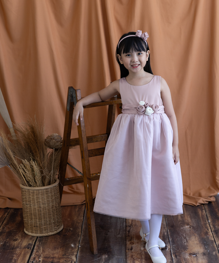 Gertrude Girls Pink Party Dress with Headband