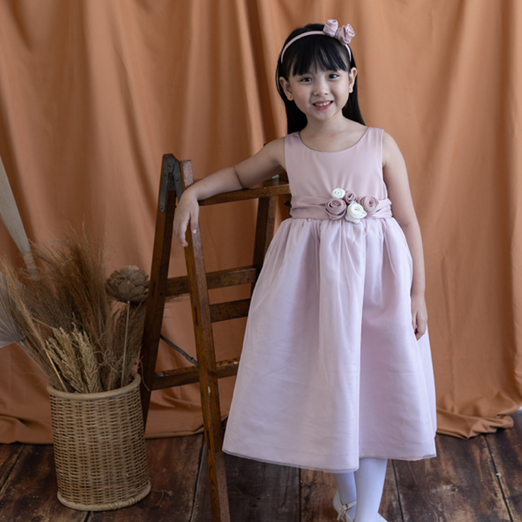 Gertrude Girls Pink Party Dress with Headband