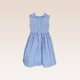 Iridesa Girls Blue Striped Button-Front Dress