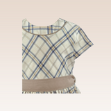 Molly Girls Beige Belted Checkered Dress