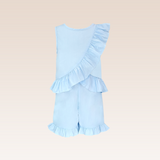 Renata Girls Blue Ruffled Top and Shorts Set