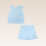 Renata Girls Blue Ruffled Top and Shorts Set
