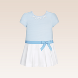 Odetta Girls Light Blue Striped Drop Waist Dress