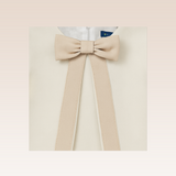 Malah Girls A-line Beige Dress with Combination Trims