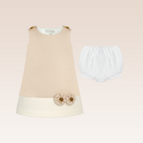 Racquel Baby Girls Beige Shift Dress