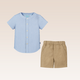 Norvill Baby Boys Light Blue Striped Top and Shorts Set
