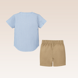 Norvill Baby Boys Light Blue Striped Top and Shorts Set