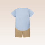 Norvill Baby Boys Light Blue Striped Top and Shorts Set