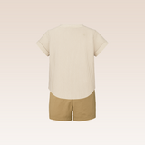 Norvill Baby Boys Beige Striped Top and Shorts Set
