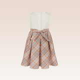 Macey Girls Beige Checkered Dress