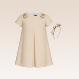 Randa Girls Beige Shift Dress with Headband