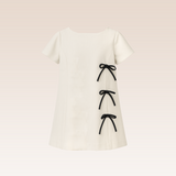 Thierry Girls Ivory Shift Dress with Bows