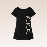 Thierry Girls Black Shift Dress with Bows