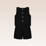 Timoune Girls Black Top and Shorts Set