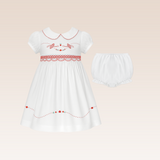 Neve Baby Girls Ivory Smocked Dress with Embroidery