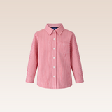 Mael Boys Red Striped Button-Down Long Sleeves