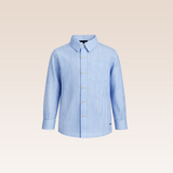 Mael Boys Light Blue Striped Button-Down Long Sleeves
