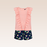 Minchin Girls Navy Ruffled Top and Shorts Set