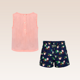 Minchin Girls Navy Ruffled Top and Shorts Set