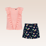 Minchin Girls Navy Ruffled Top and Shorts Set