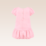 Sharlene Girls Pink Bubble Skirt Dress with Hair Clip