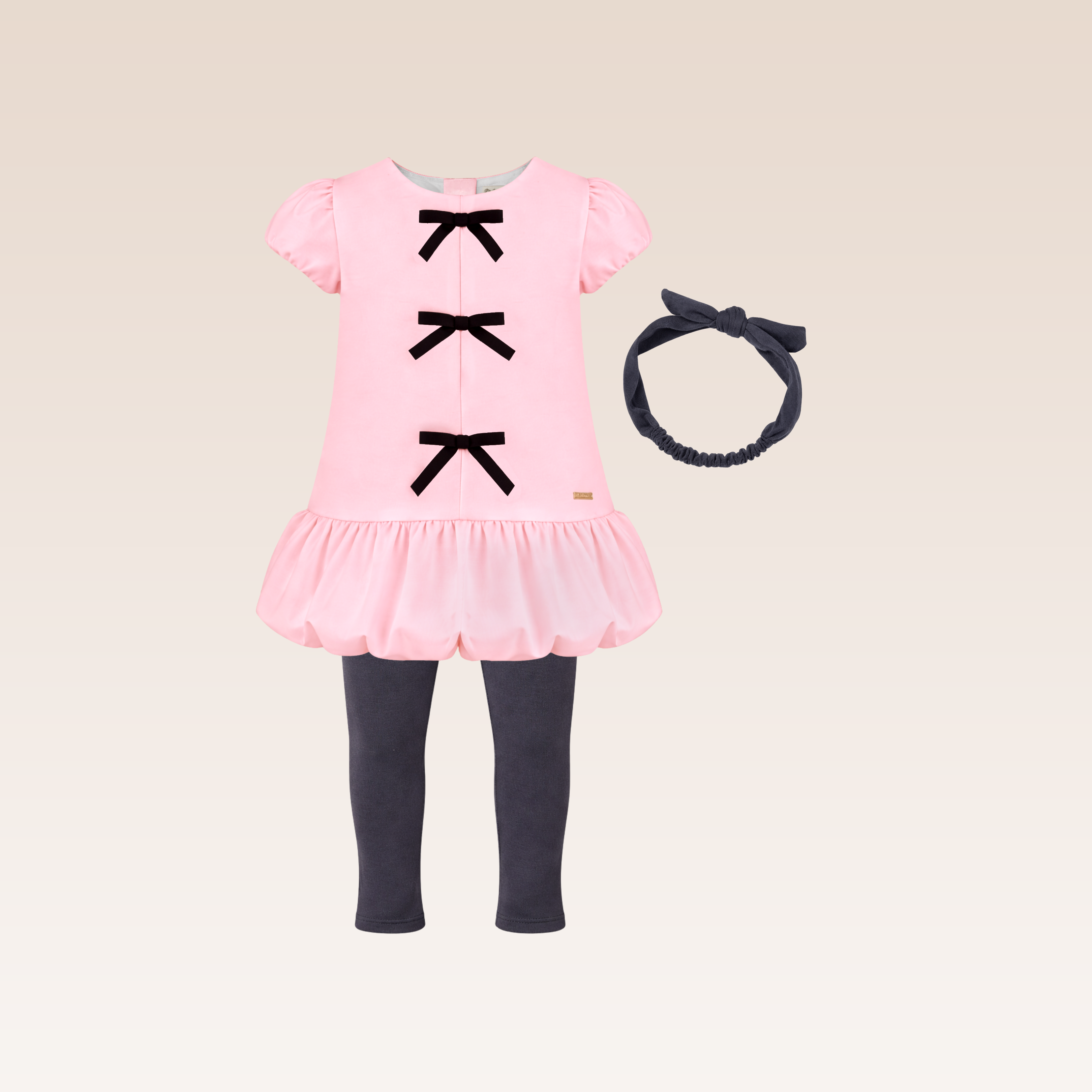 Sharlene Baby Girls Pink Bubble Skirt Dress Set with Headband