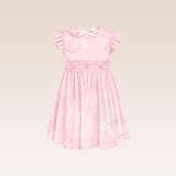Lauren Girls Pink Textured Smocked Dress