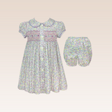 Lilou Baby Girls Lilac Smocked Button-Down Dress