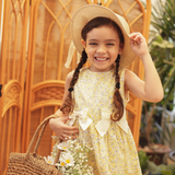 Amie Girls Light Yellow Floral Dress
