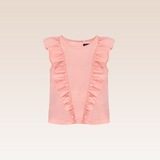 Reiven Girls Peach Ruffled Sleeveless Top