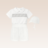 Samuel Baby Girls Grey Smocked Christening Set