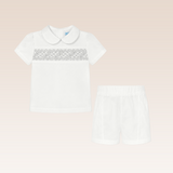 Samuel Baby Girls Grey Smocked Christening Set