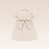 Sonya Baby Girls Beige Checkered Smocked Dress
