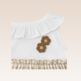 Mench Baby Girls Beige Checkered Tiered Dress